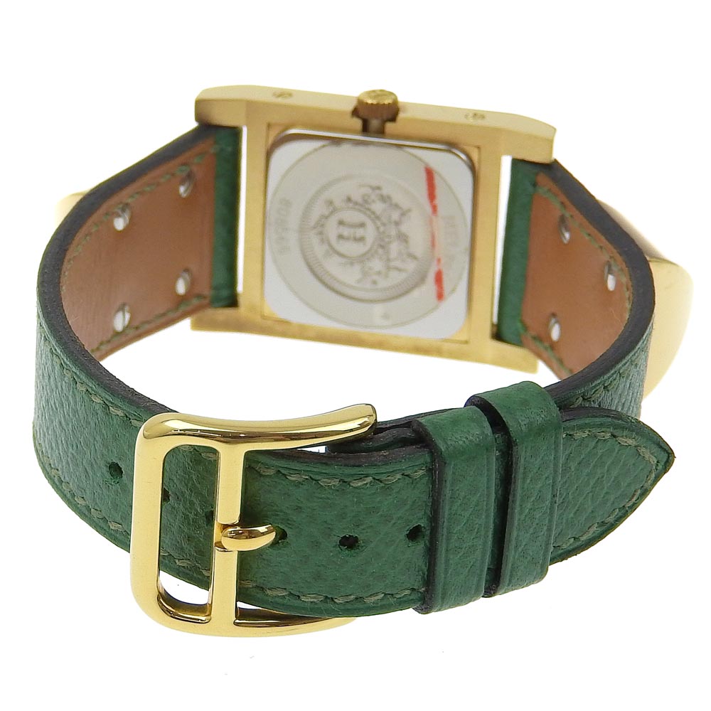 HERMES Watches Quartz ME1.201 Plated Gold , Leather gold Medor White dial Women