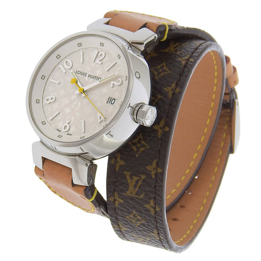 LOUIS VUITTON Watches Quartz Q1313 Stainless Steel , Monogram Canvas white Tambour White dial Women