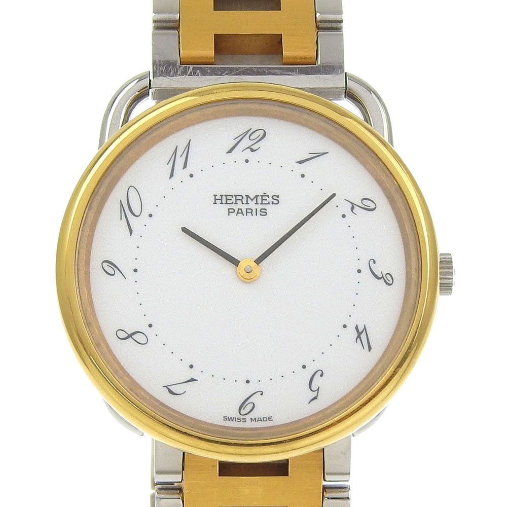 HERMES Watches Quartz Stainless Steel , Plated Gold Silver Arceau white dial