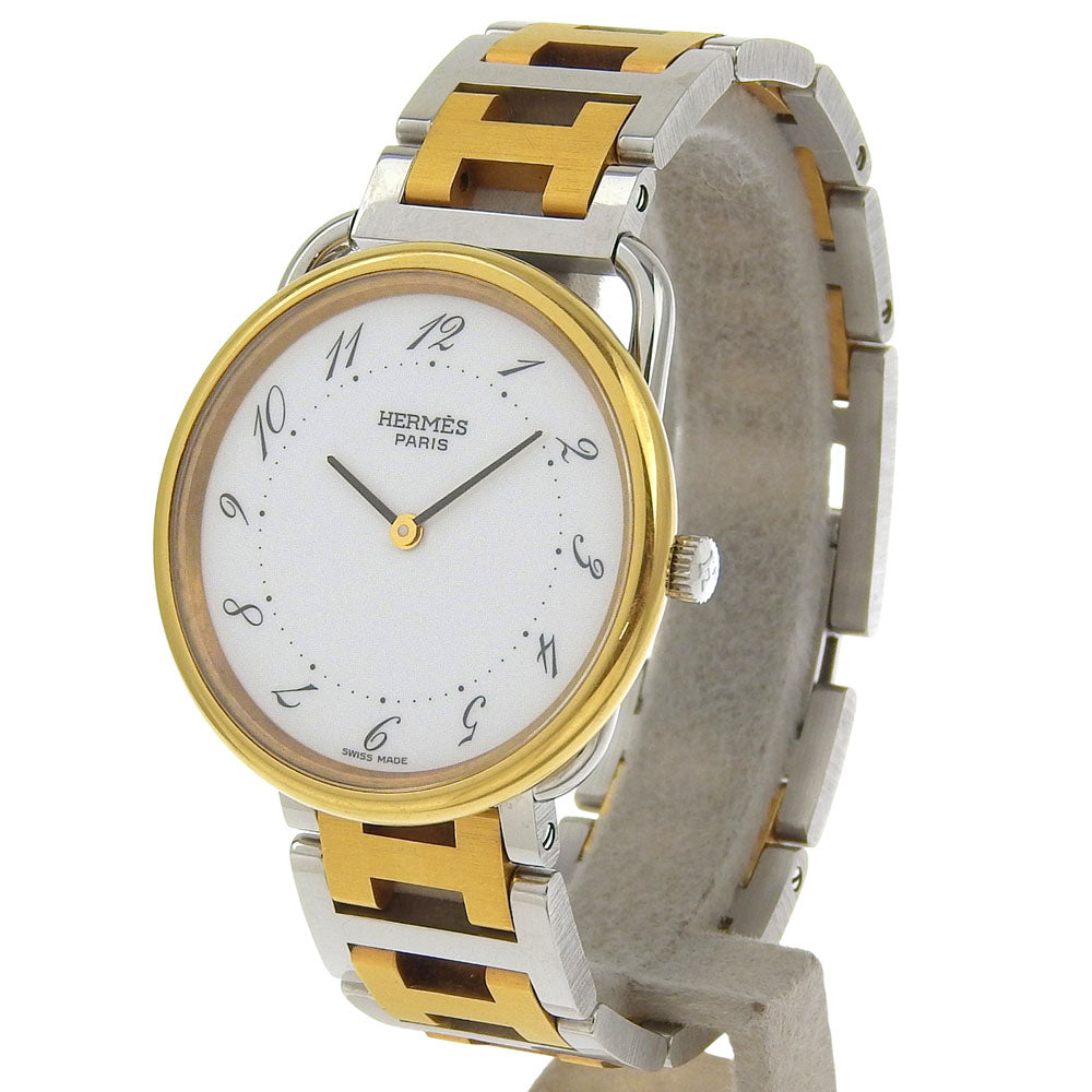 HERMES Watches Quartz Stainless Steel , Plated Gold Silver Arceau white dial