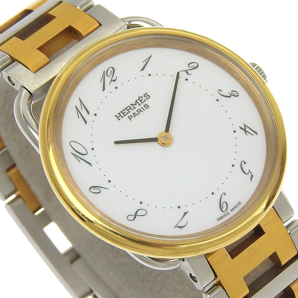 HERMES Watches Quartz Stainless Steel , Plated Gold Silver Arceau white dial