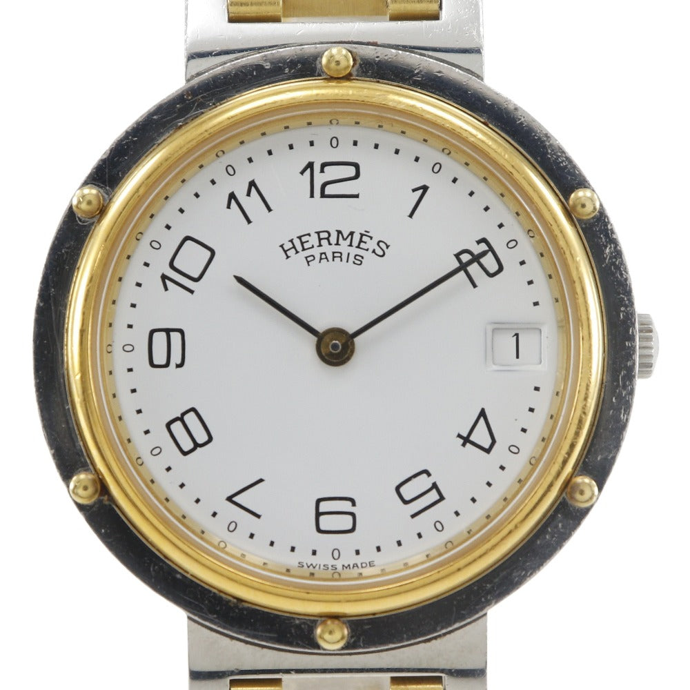 HERMES Watches Quartz Stainless Steel , Plated Gold white Clipper white dial