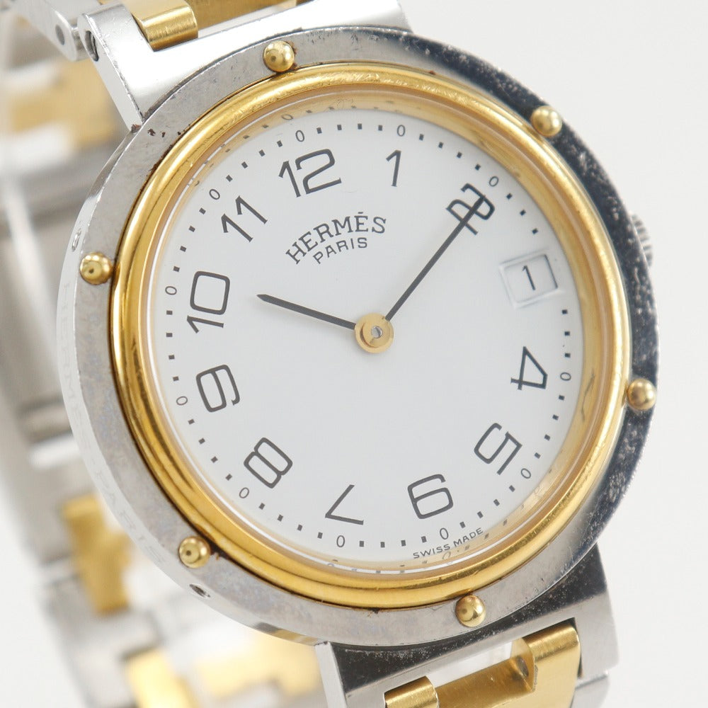 HERMES Watches Quartz Stainless Steel , Plated Gold white Clipper white dial