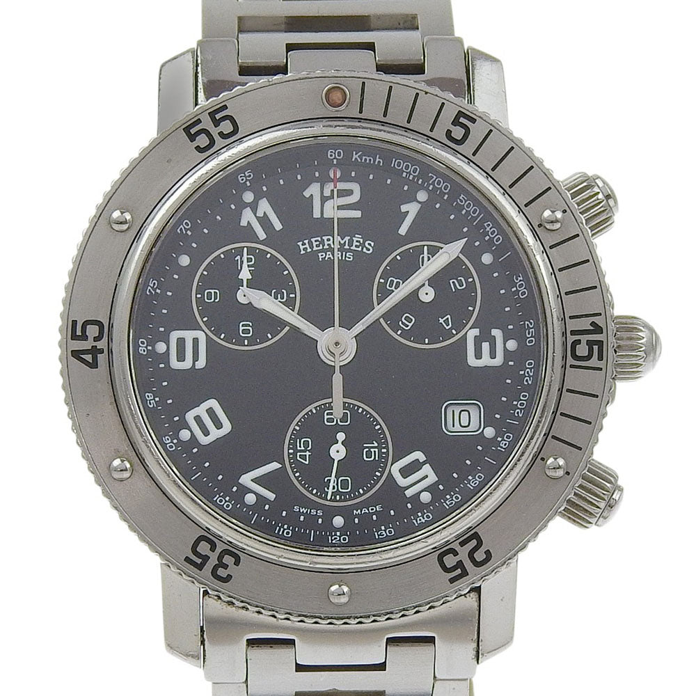 HERMES Watches Quartz CL2.910 Stainless Steel black Clipper black dial