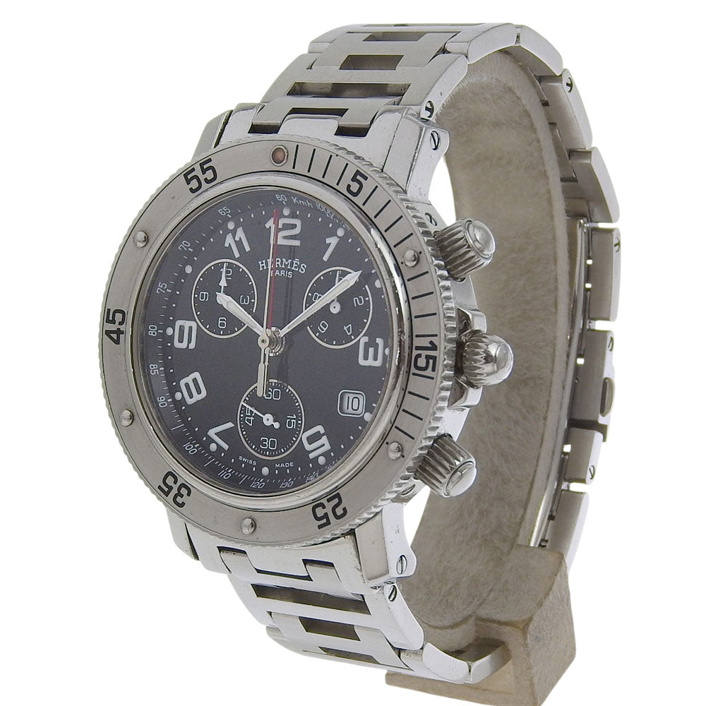 HERMES Watches Quartz CL2.910 Stainless Steel black Clipper black dial