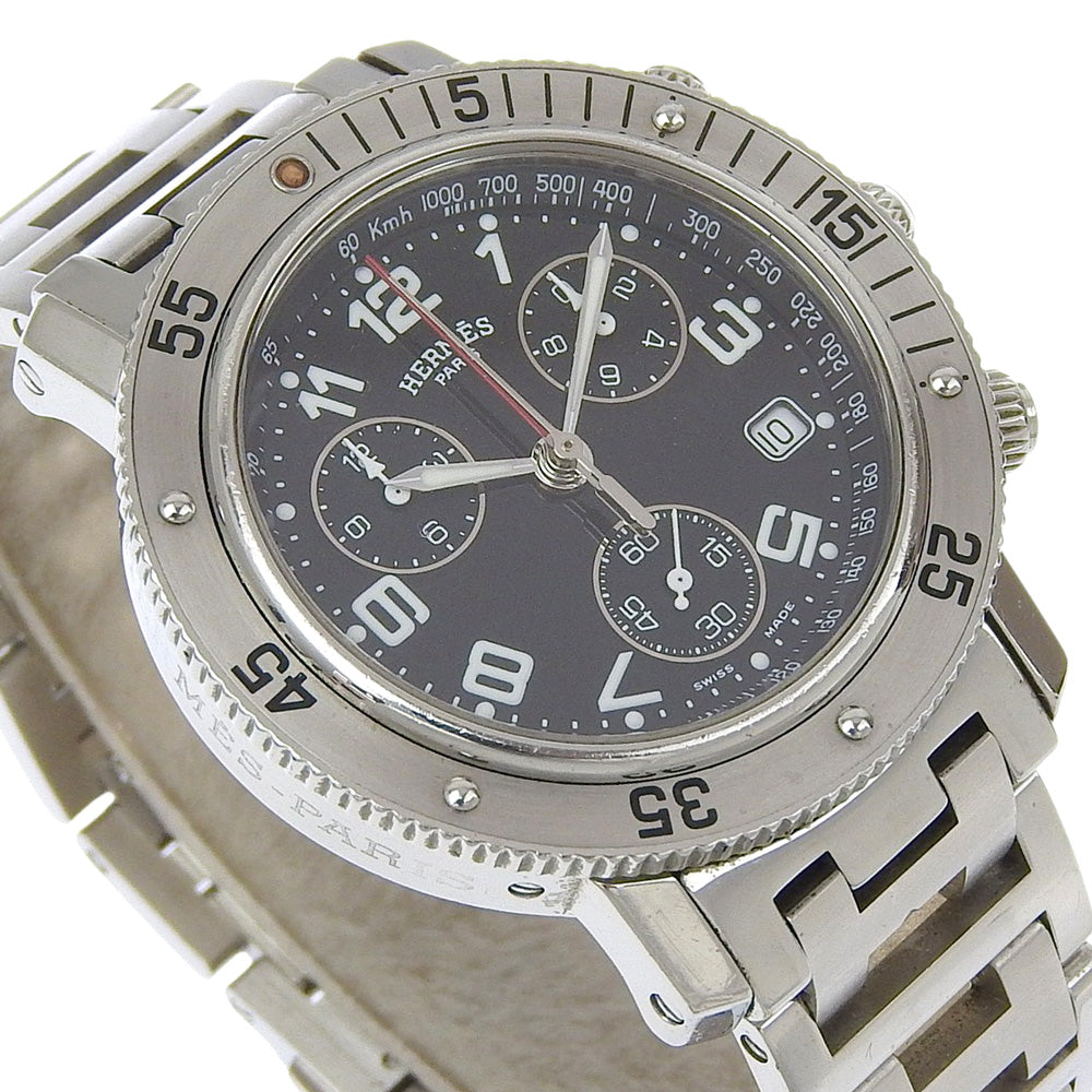 HERMES Watches Quartz CL2.910 Stainless Steel black Clipper black dial