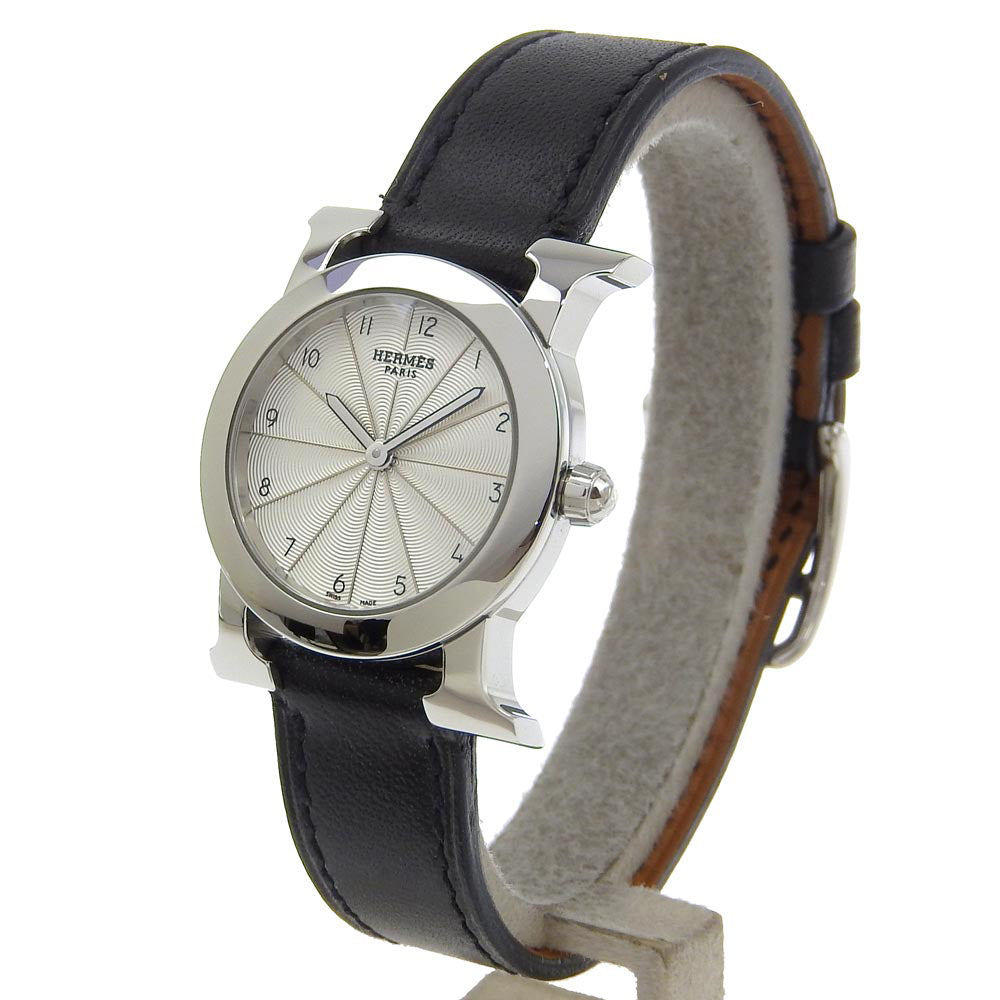 HERMES Watches Quartz HR1.210 Stainless Steel , Embossed Leather Silver H watch Rondo Silver dial Women