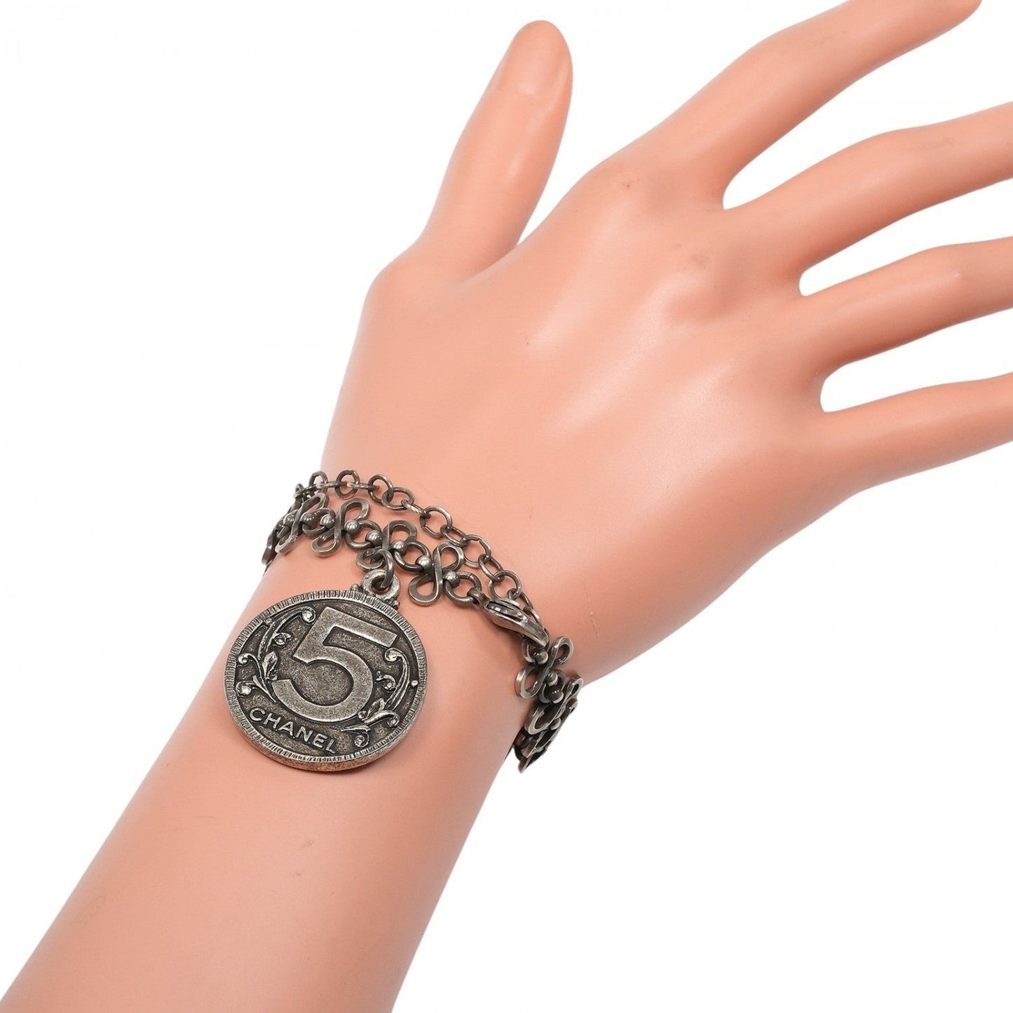 CHANEL bracelet metallic Silver Mademoiselle Coin