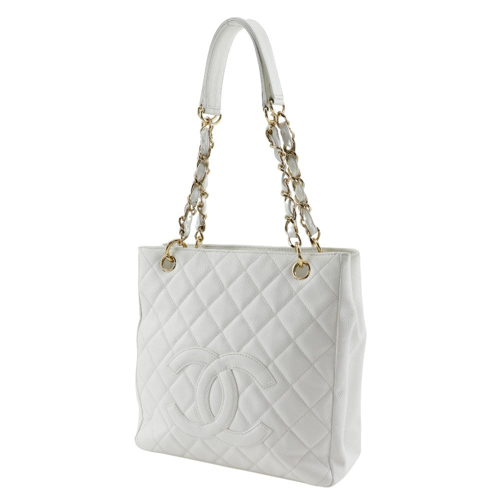 CHANEL Shoulder Bag Caviar skin White PST Chain Tote Women