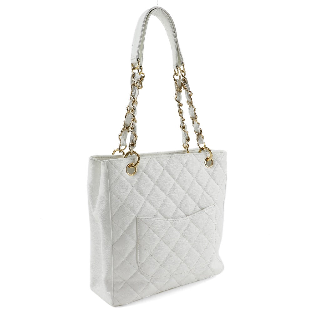 CHANEL Shoulder Bag Caviar skin White PST Chain Tote Women