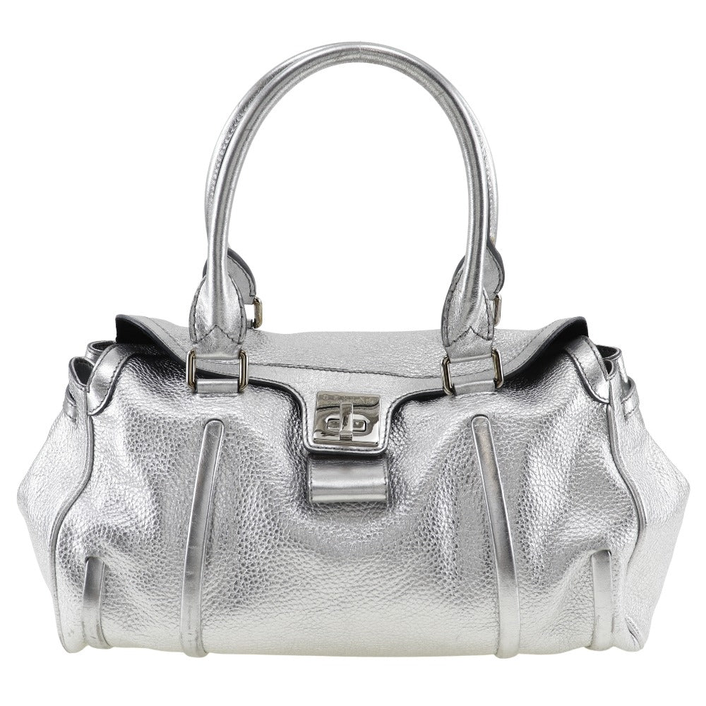 CELINE Handbag Calfskin Silver With logo Women