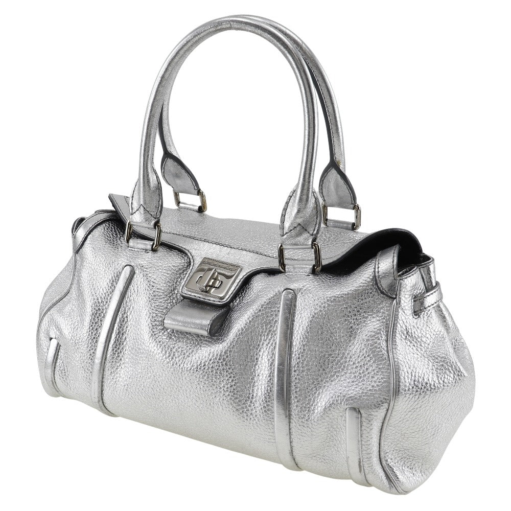 CELINE Handbag Calfskin Silver With logo Women