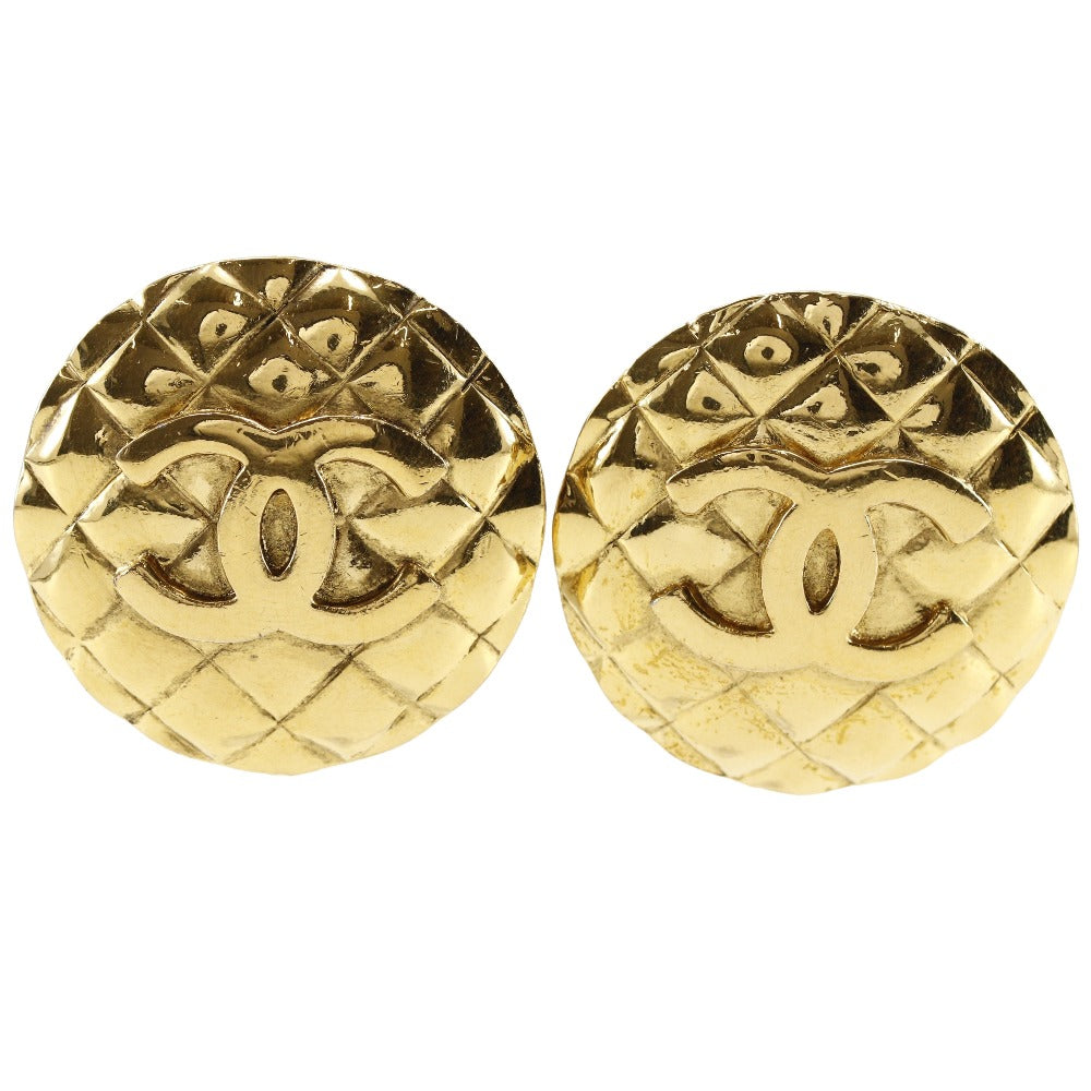 CHANEL Earring Plated Gold gold vintage Matrasse COCO Mark Women