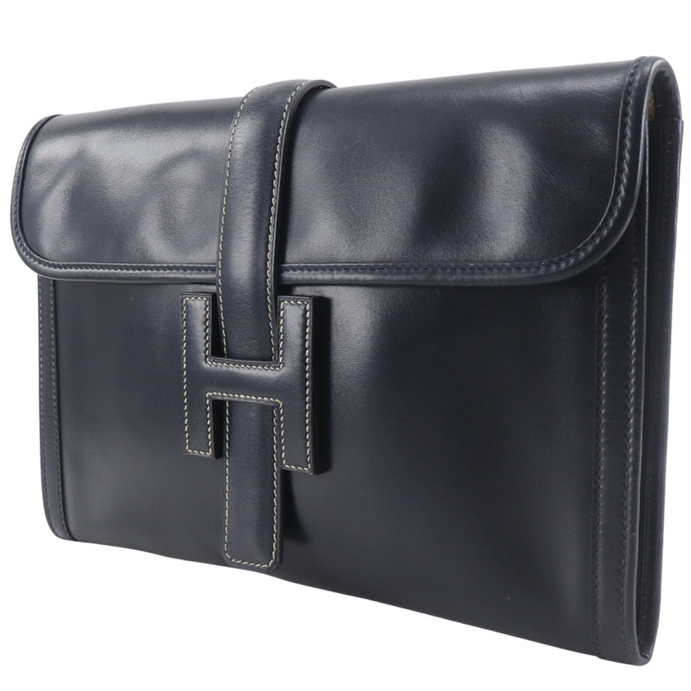 HERMES Clutch bag Box scarf Navy vintage JigePM