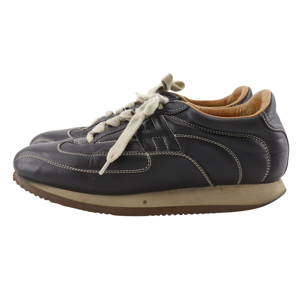 HERMES sneakers leather black H logo quick 36
