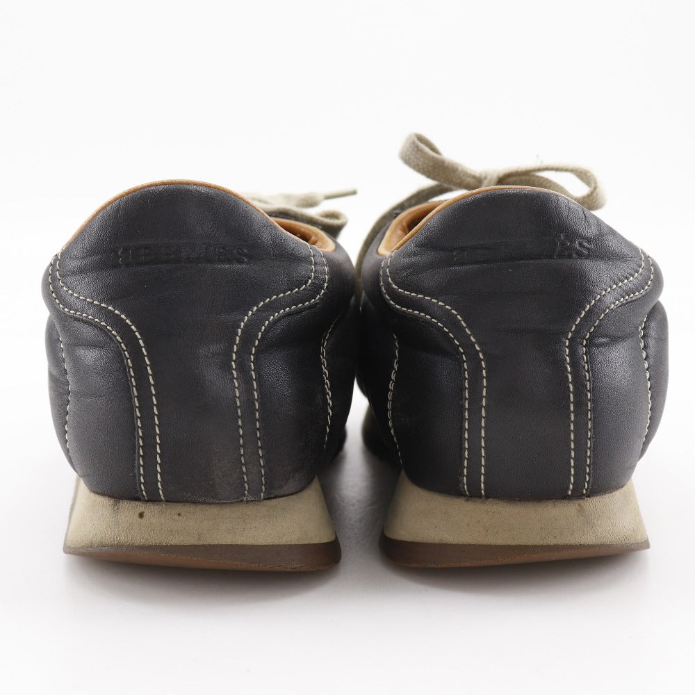 HERMES sneakers leather black H logo quick 36