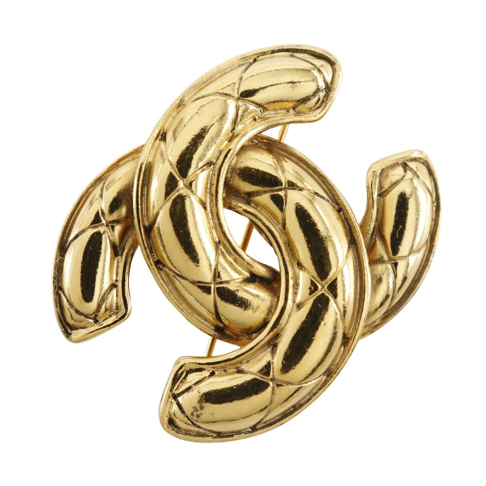CHANEL Brooch Plated Gold gold Matrasse COCO Mark