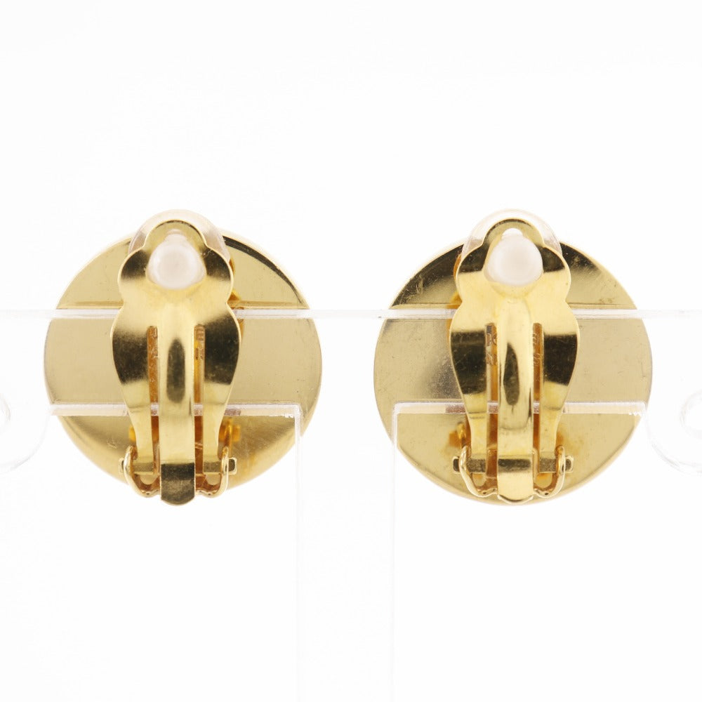HERMES Earring Plated Gold gray vintage Corozo