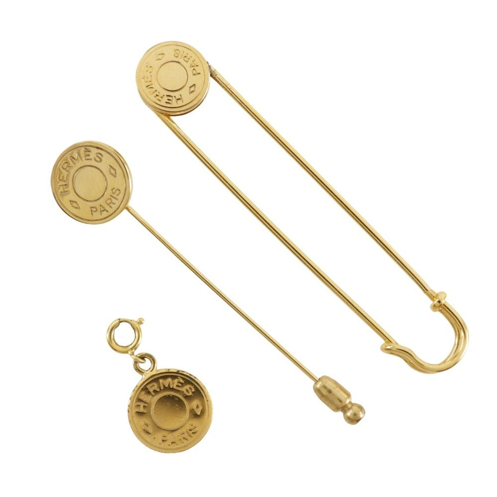 HERMES Pendant top Plated Gold gold BIJOUTERIE FANTAISIE Serie Brooch 2-piece set