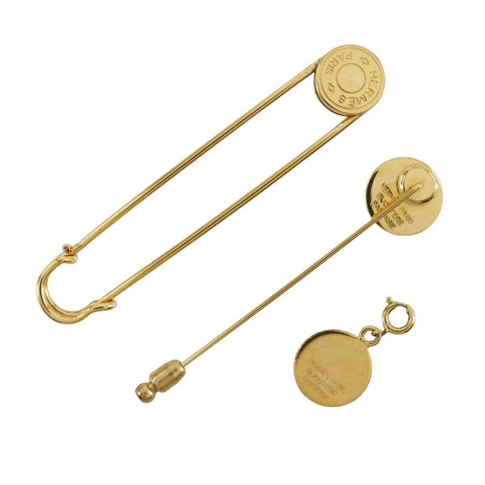 HERMES Pendant top Plated Gold gold BIJOUTERIE FANTAISIE Serie Brooch 2-piece set