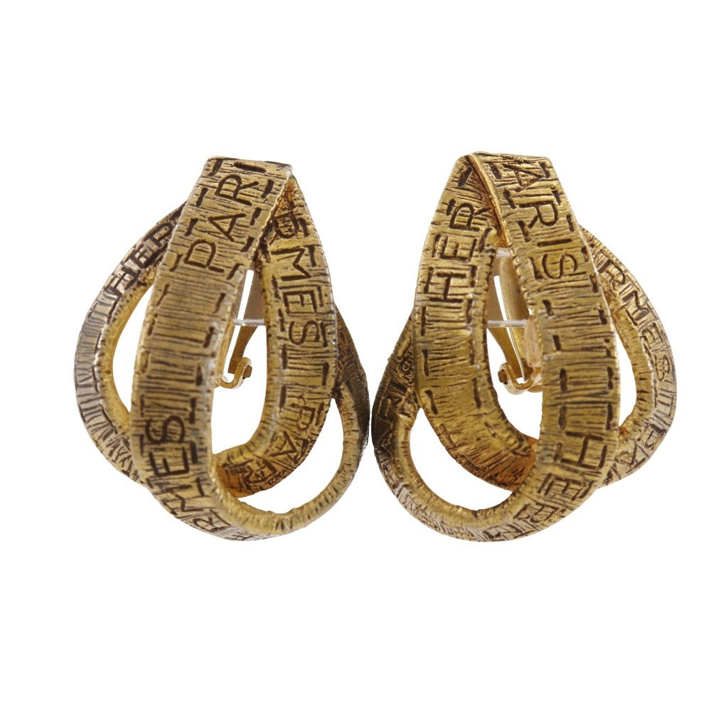 HERMES Earring Plated Gold gold BIJOUTERIE FANTAISIE Ribbon motif