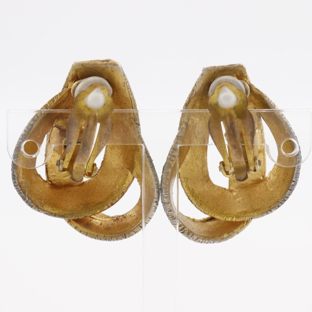 HERMES Earring Plated Gold gold BIJOUTERIE FANTAISIE Ribbon motif