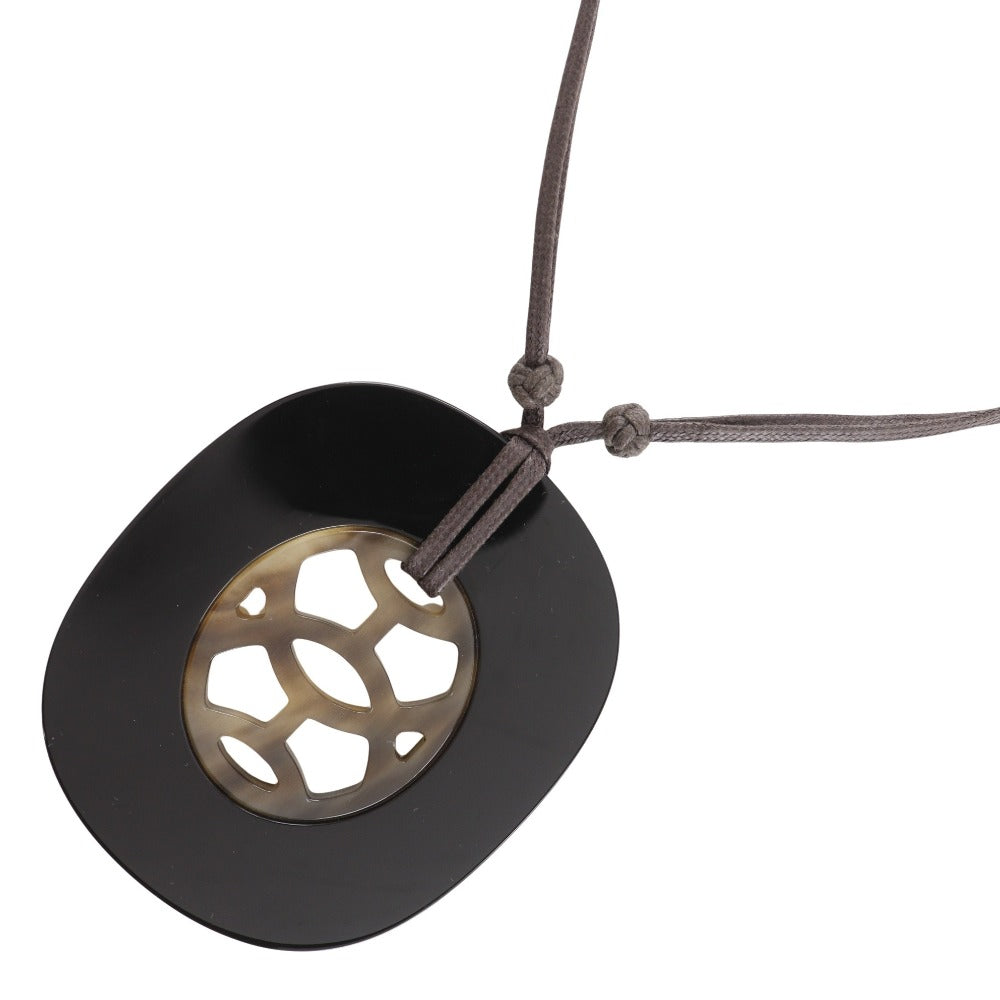 HERMES Necklace Buffalo horn black Lift GM