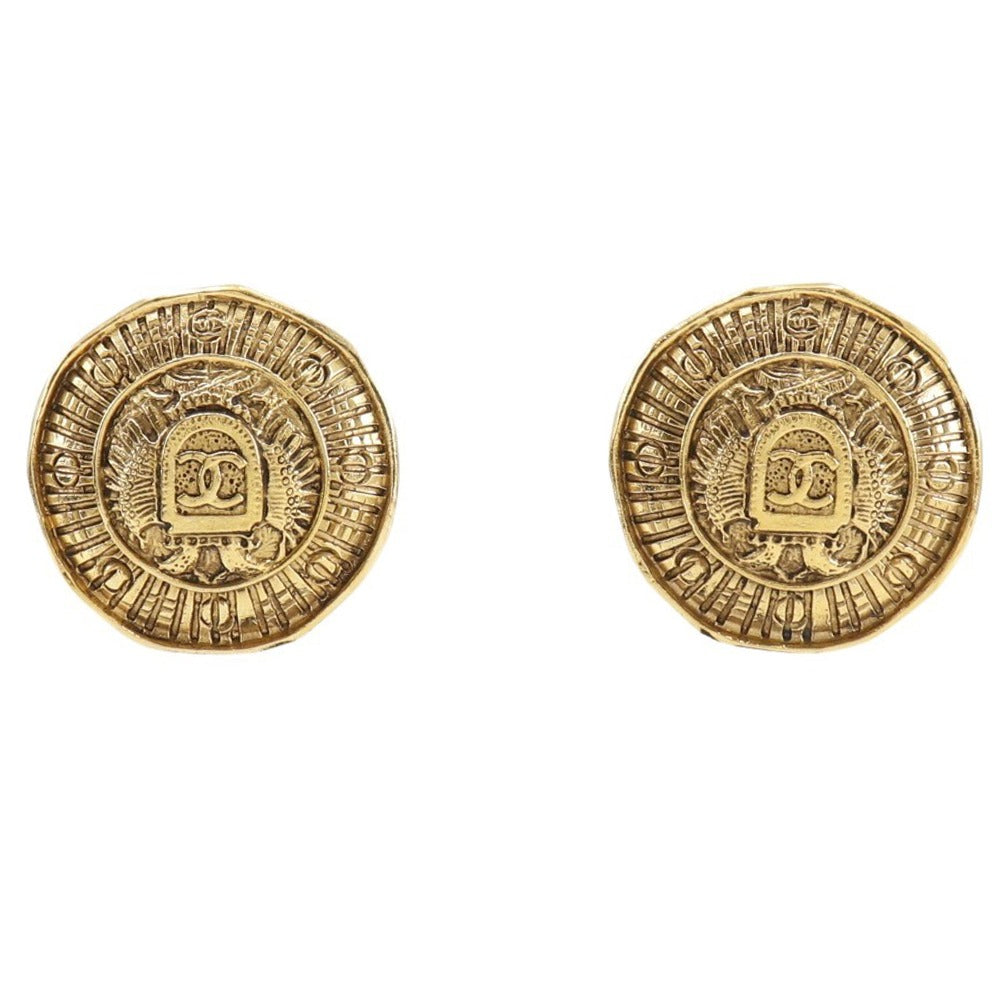 CHANEL Earring Plated Gold gold vintage COCO Mark