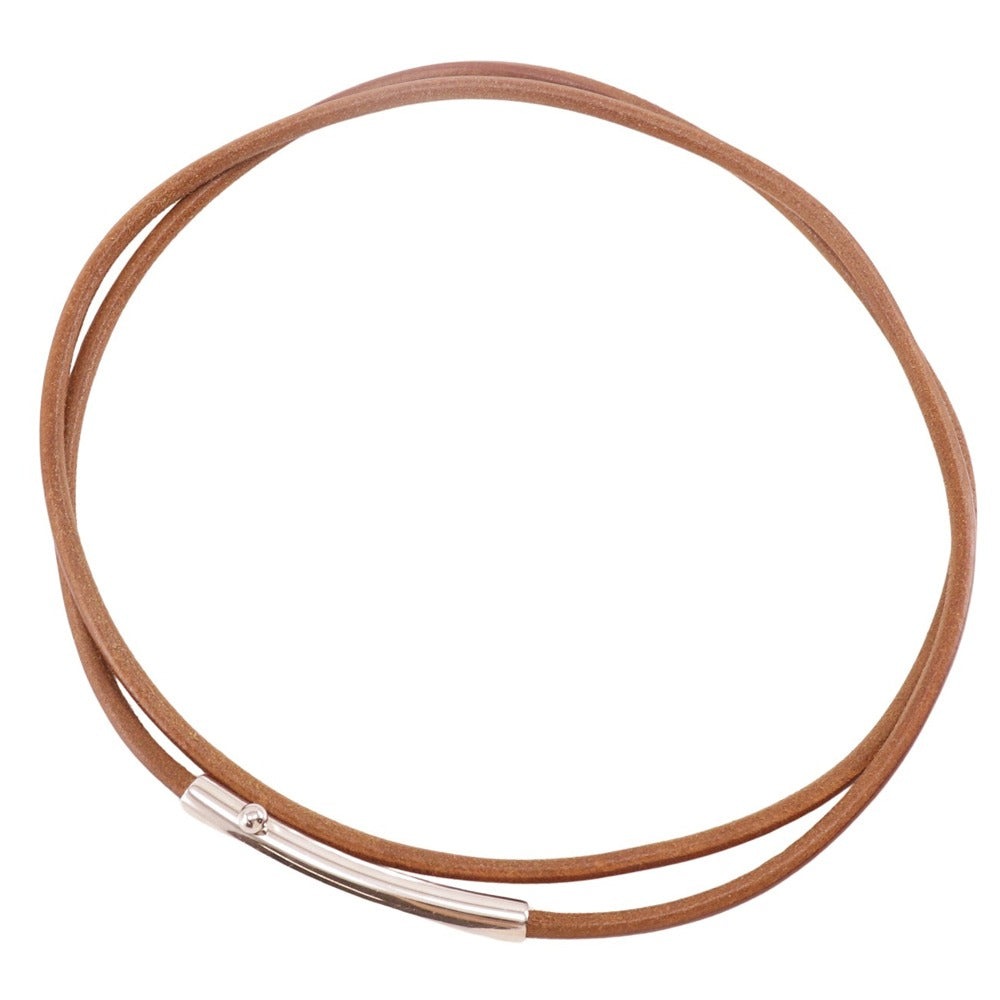 HERMES belt Leather, Metal Brown Double winding