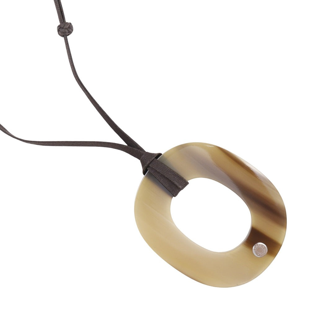HERMES Necklace Buffalo horn Brown Ism