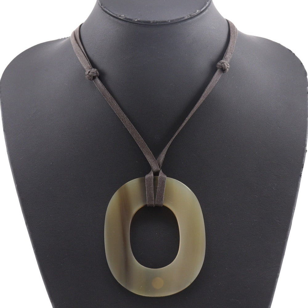 HERMES Necklace Buffalo horn Brown Ism