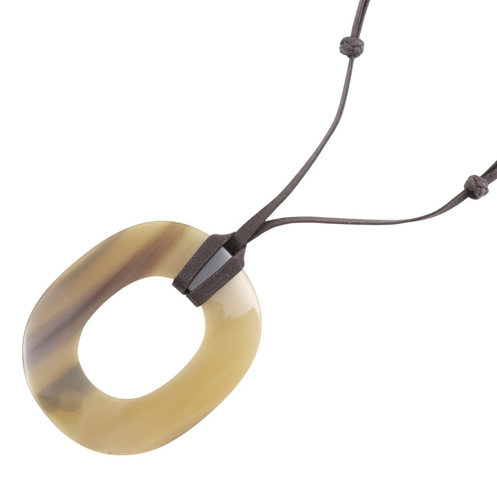 HERMES Necklace Buffalo horn Brown Ism