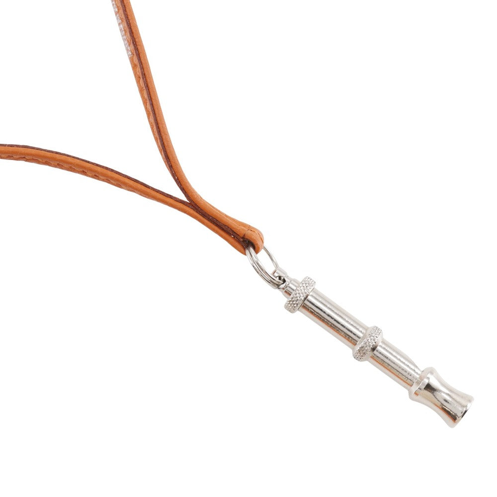 HERMES Necklace Courchevel, metal Orange / Silver Ultrasonic whistle Shifure