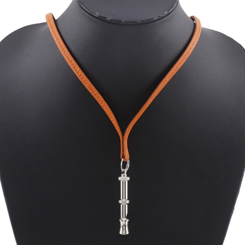 HERMES Necklace Courchevel, metal Orange / Silver Ultrasonic whistle Shifure