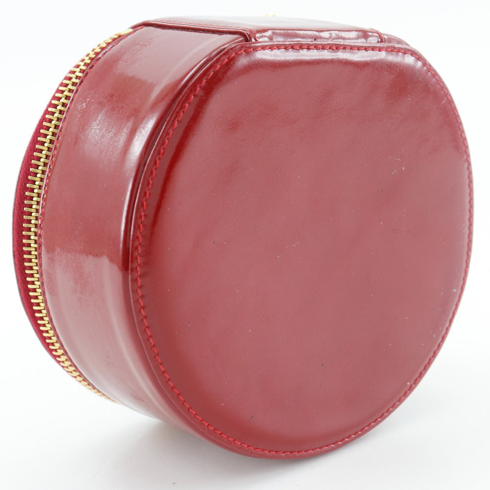 CHANEL Pouch enamel Red Jewelry case COCO Mark