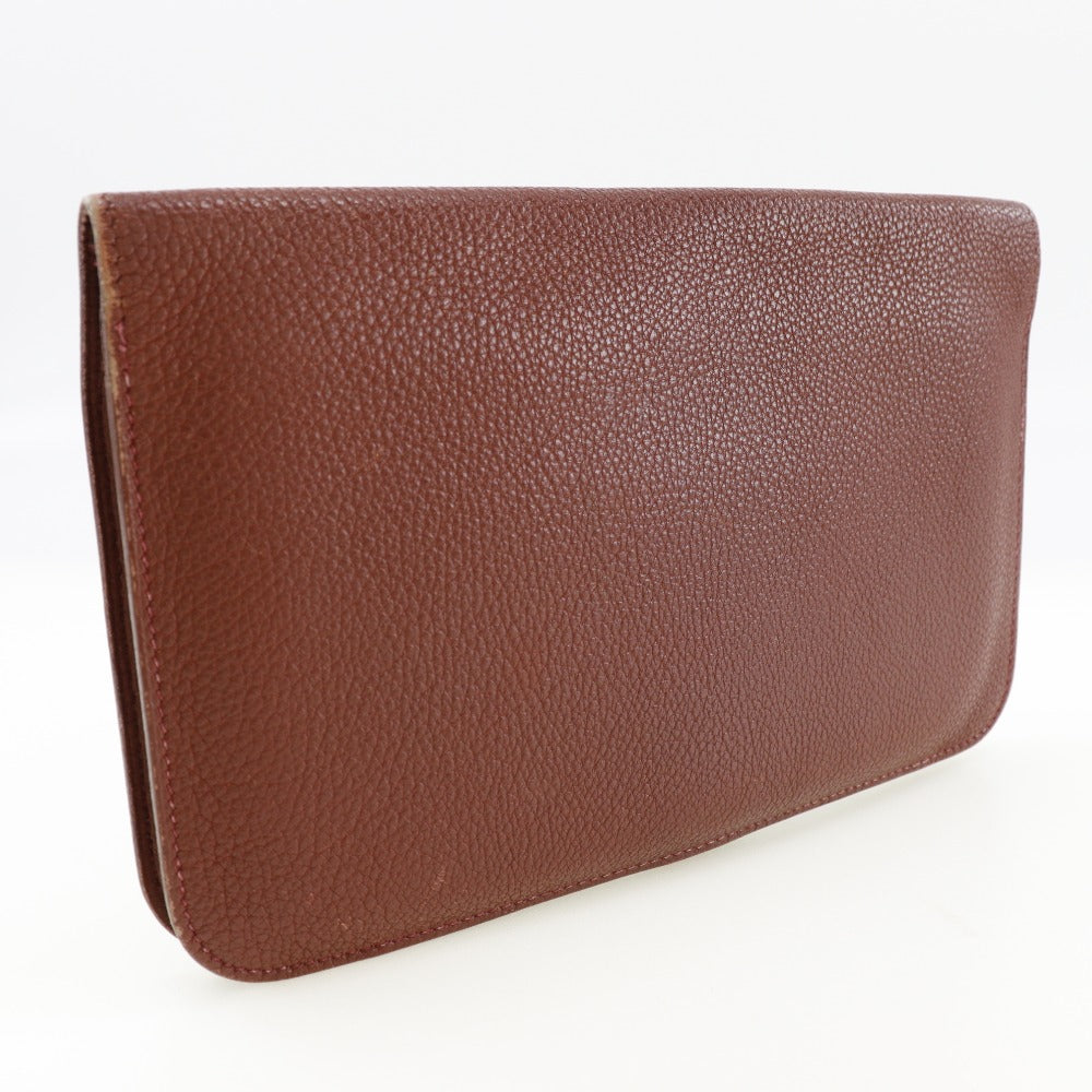 HERMES Long Wallet Purse Taurillon Clemence SilverMetal Dogon GM Women