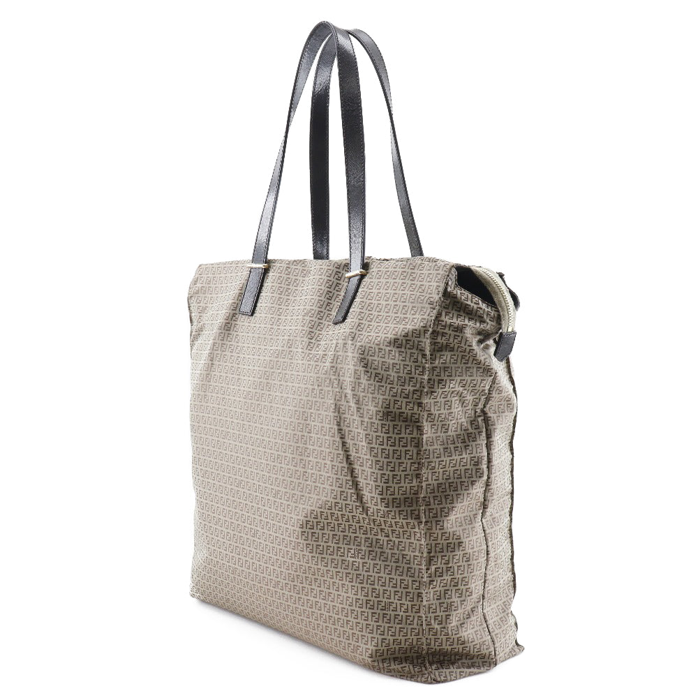 FENDI Tote Bag Nylon, Calfskin Brown micro zucchini Women
