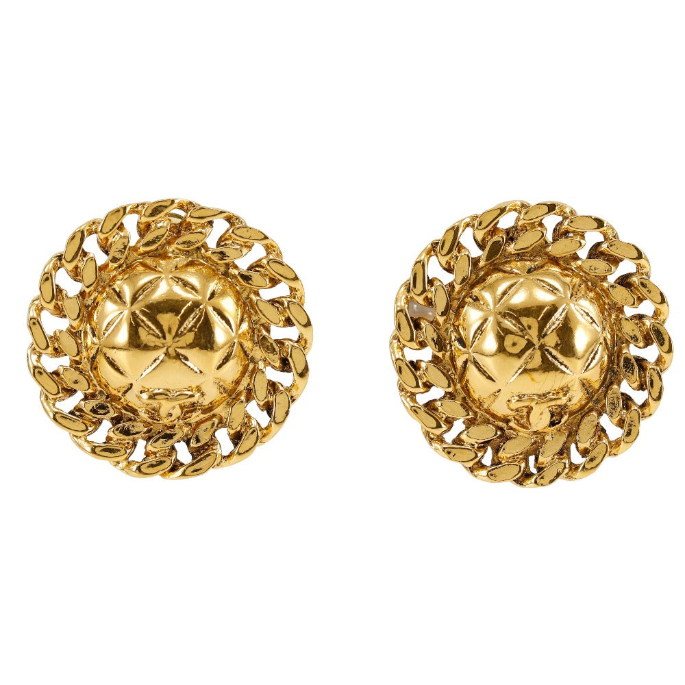 CHANEL Earring Plated Gold gold vintage Matrasse Chain COCO Mark Women