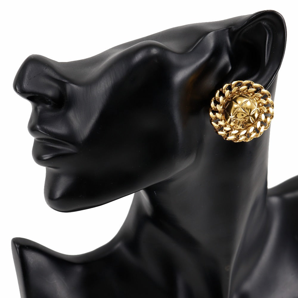 CHANEL Earring Plated Gold gold vintage Matrasse Chain COCO Mark Women