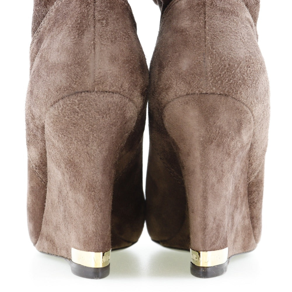 LOUIS VUITTON boots Suede Brown Wedge sole Ankle boots Women 34 1/2