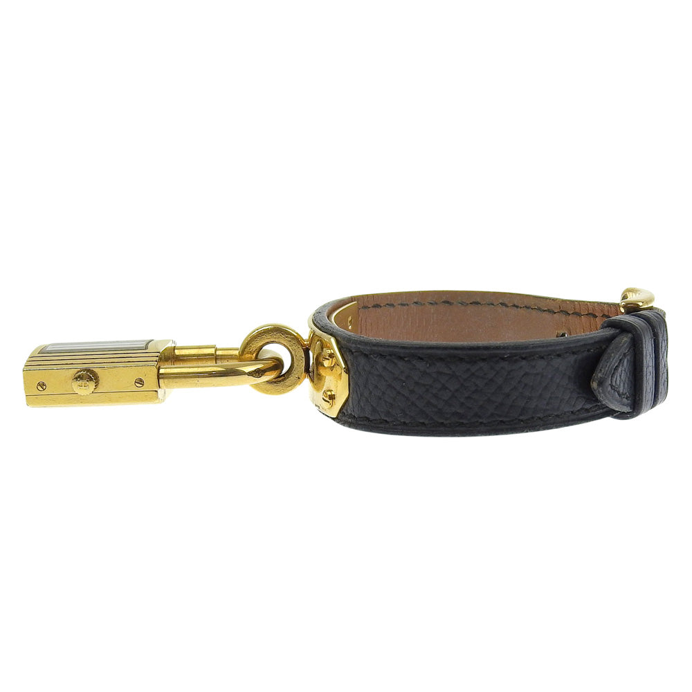 HERMES Watches Quartz Plated Gold , Leather black Kelly watch black dial