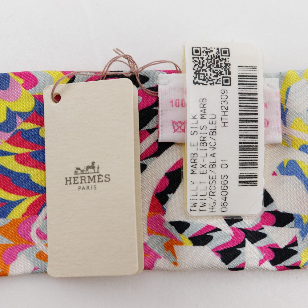 HERMES scarf silk Rose Kyoto Marble Twilly