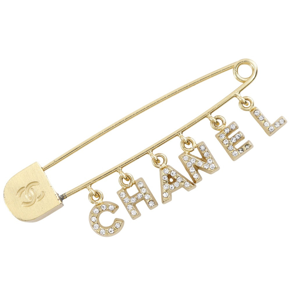 CHANEL Brooch Plated Gold, Rhinestones gold