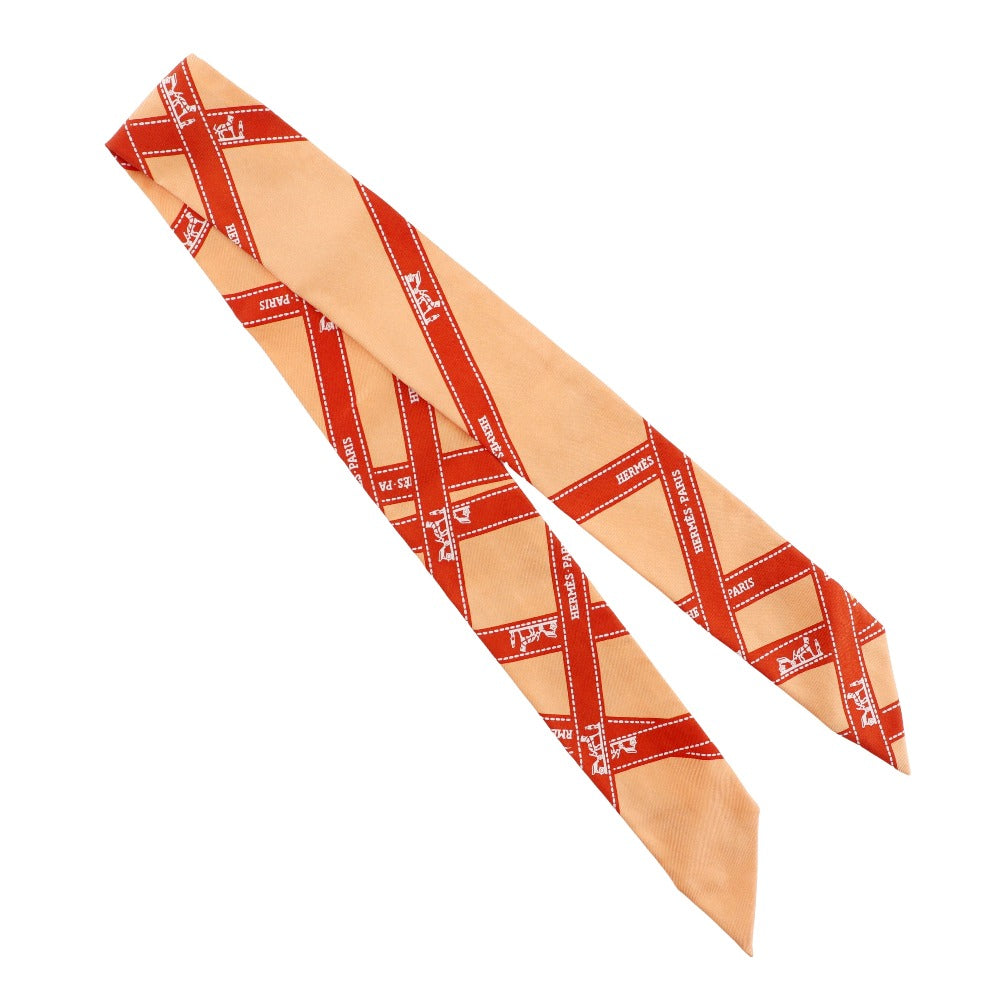 HERMES scarf silk Orange BOLDUC Twilly