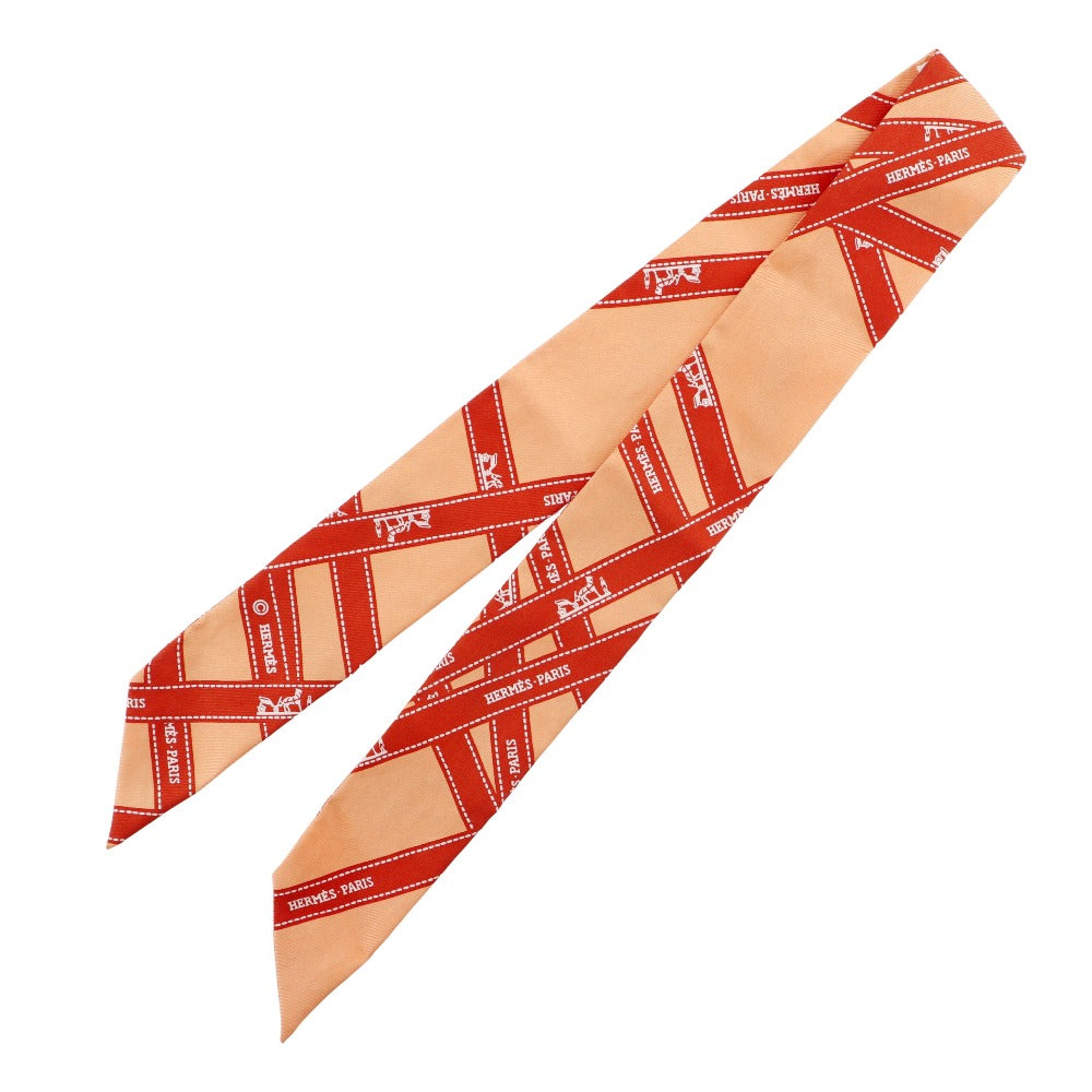 HERMES scarf silk Orange BOLDUC Twilly
