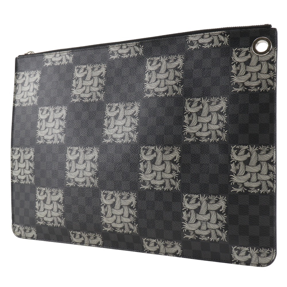 LOUIS VUITTON Clutch bag M61232 Damier Grafitto Canvas black Christopher nemes Pochette Jules GM mens