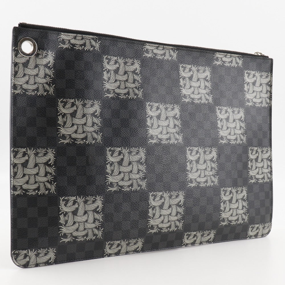 LOUIS VUITTON Clutch bag M61232 Damier Grafitto Canvas black Christopher nemes Pochette Jules GM mens