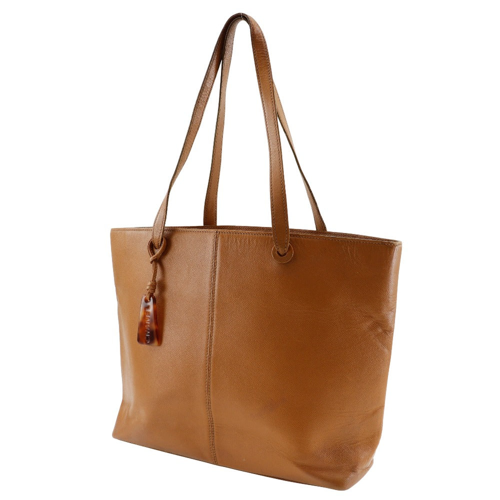 CHANEL Tote Bag leather Brown Logo charm Women