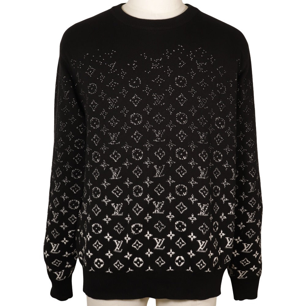 LOUIS VUITTON sweater RM232Q USO HKN44W cotton black Gradation monogram gradient mens M