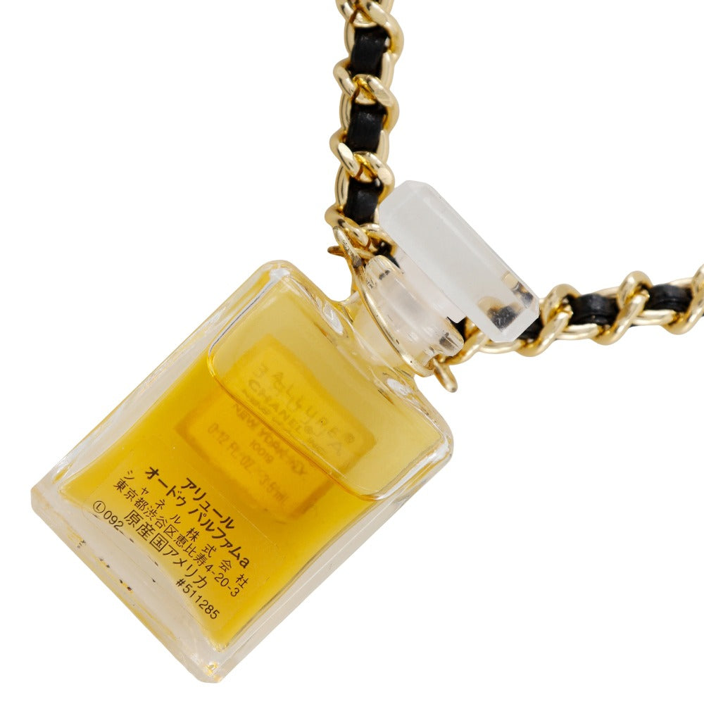 CHANEL Necklace Plated Gold , Leather gold Allure Perfume bottle Women